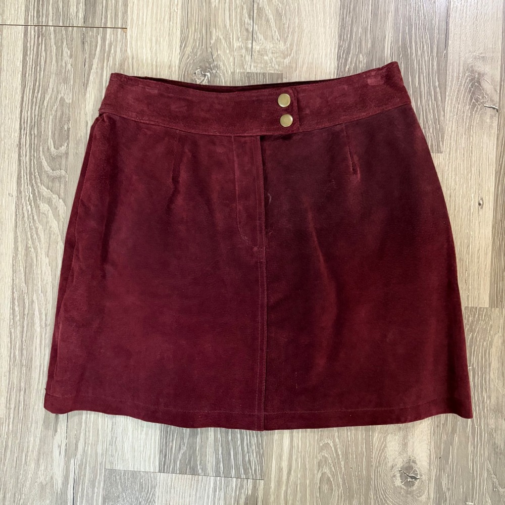 Vintage 90s Wilsons Leather Maxima Burgundy Suede Jacket (Sz M) & Skirt (Sz 6) - Picture 4 of 13